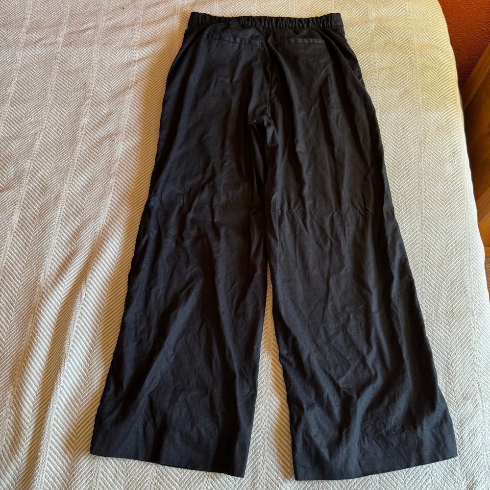 Banana Republic Hayden Wide Leg Pants Black Linen Blend Pants Womens Medium - Picture 3 of 8